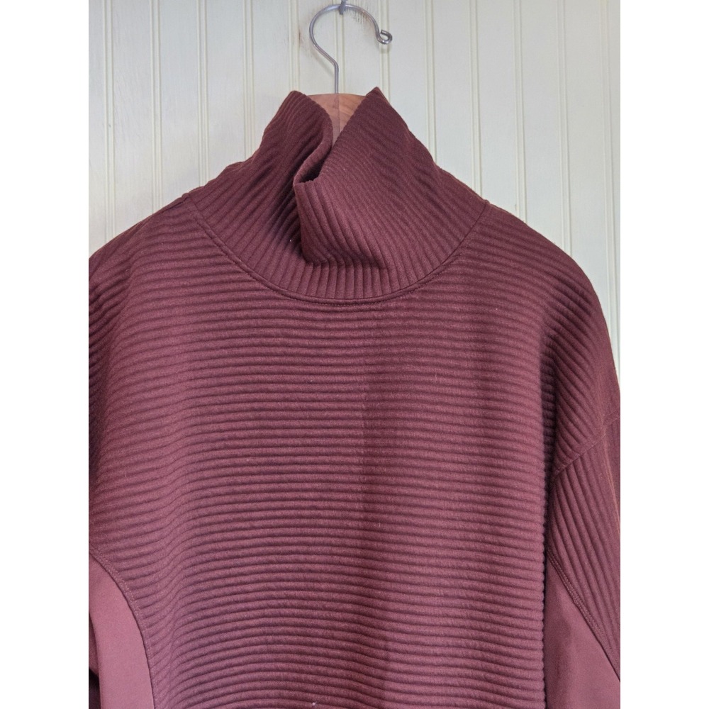 Tahari Sport Sweatshirt Womens XL Burgundy Ribbed Funnel Neck Pullover Cozy‎ Top